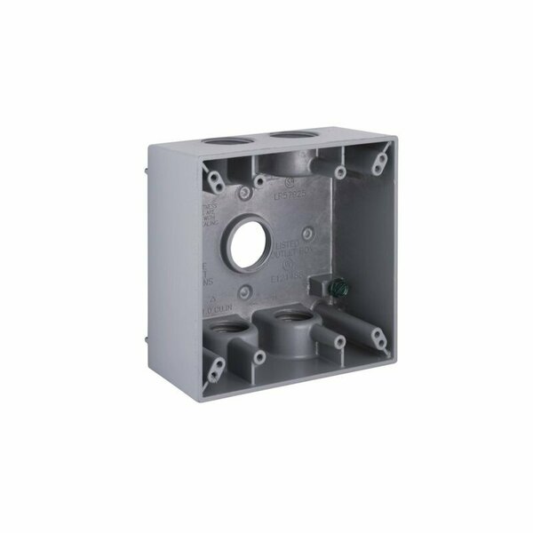 Hubbell Electrical Box, 31 cu in, FSS Box, 2 Gang, Aluminum, Square 5345-0